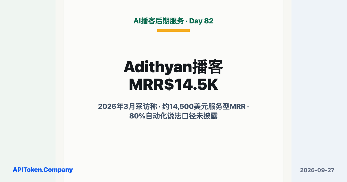 Adithyan Ilangovan Built an AI-Assisted Podcast Service Reporting About $14.5K MRR