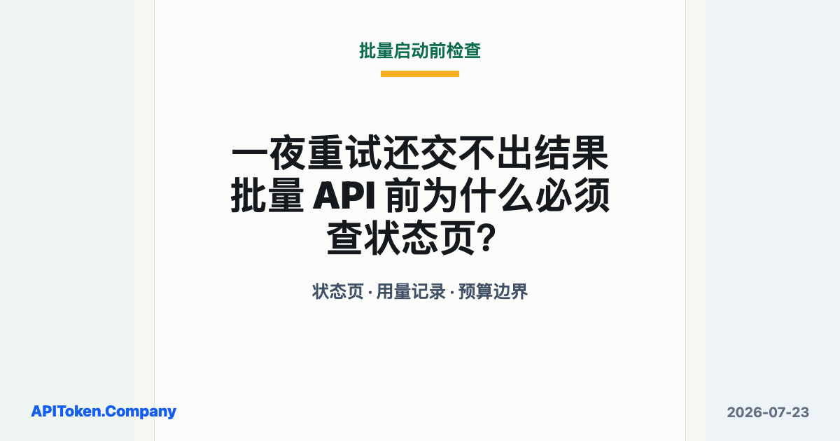 一夜重试还交不出结果：批量 API 前为什么必须查状态页？