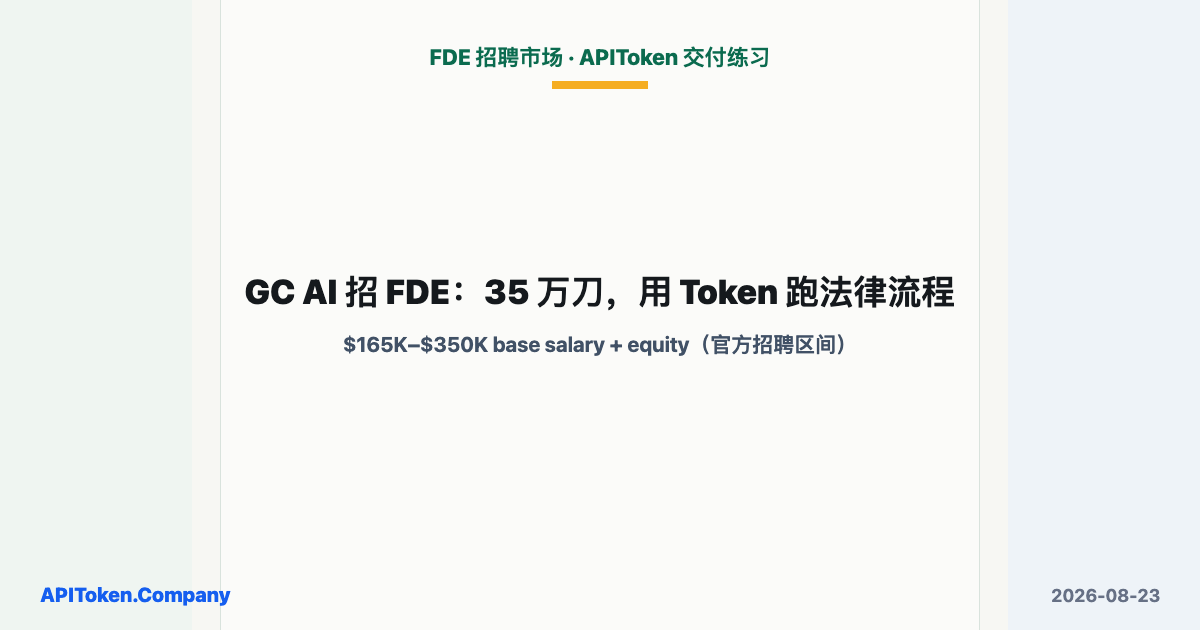 GC AI 招 FDE：35 万刀，用 Token 跑法律流程
