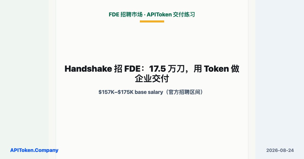 Handshake 招 FDE：17.5 万刀，用 Token 做企业交付