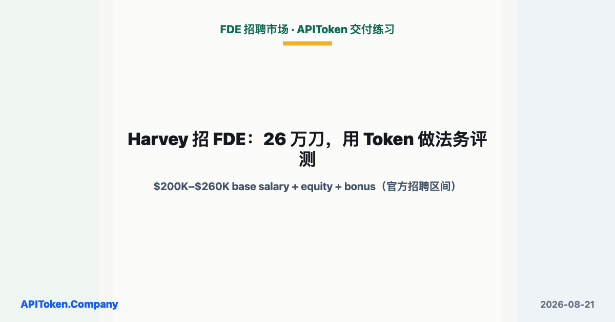 Harvey 招 FDE：26 万刀，用 Token 做法务评测