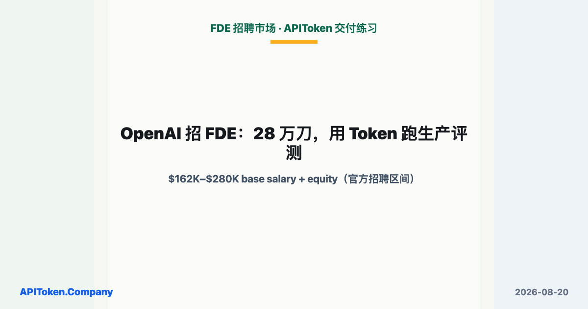 OpenAI 招 FDE：28 万刀，用 Token 跑生产评测