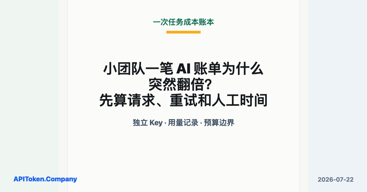 小团队一笔 AI 账单为什么突然翻倍？先算请求、重试和人工时间