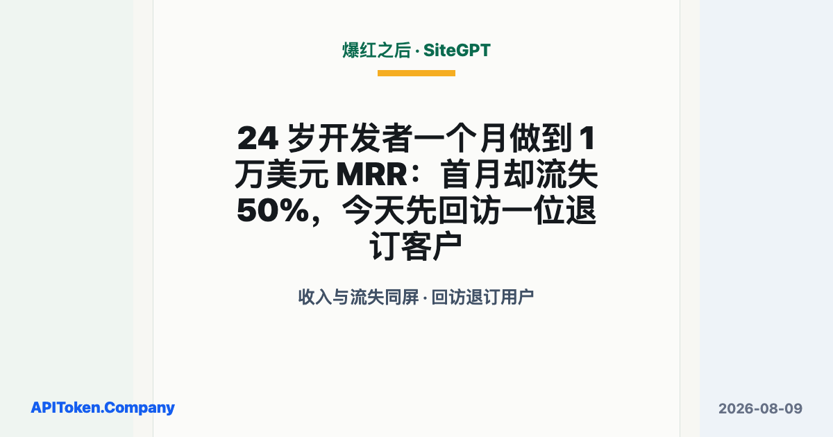 24 岁开发者一个月做到 1 万美元 MRR：首月却流失 50%，今天先回访一位退订客户